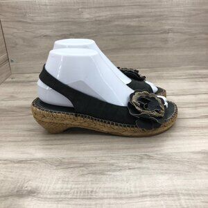 Eric Michael Sandals Women's EU 37 Black Espadrille Slingback Shoes